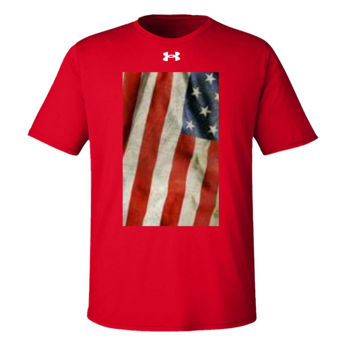 American Flag -- Distressed & Waving -- Under Armour Team Tech Tee