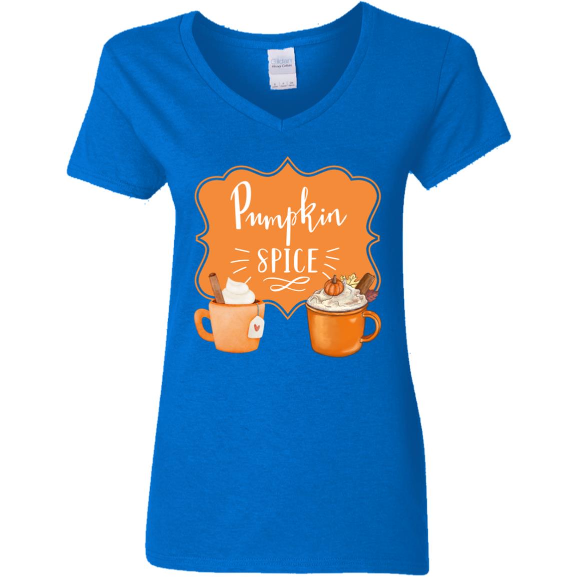 Pumpkin Spice Latte Orange -- Ladies' 5.3 oz. V-Neck T-Shirt