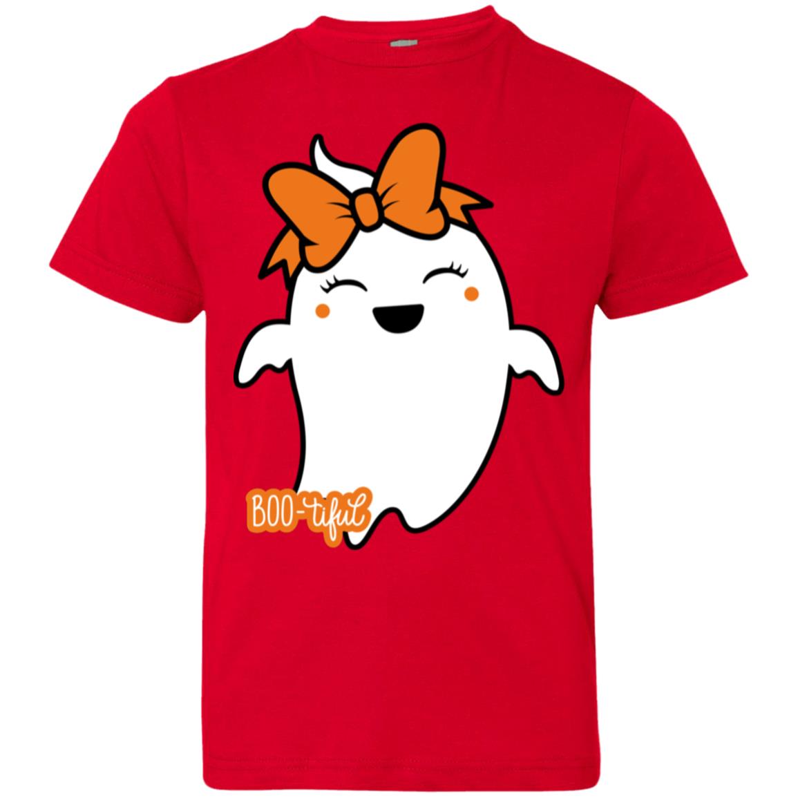 Boo-tiful Ghost with Bow -- Youth Jersey T-Shirt