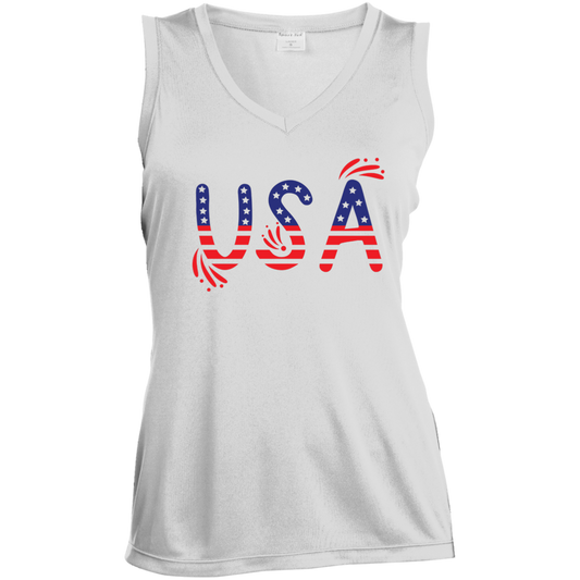 Flag USA LST352 Ladies' Sleeveless V-Neck Performance Tee