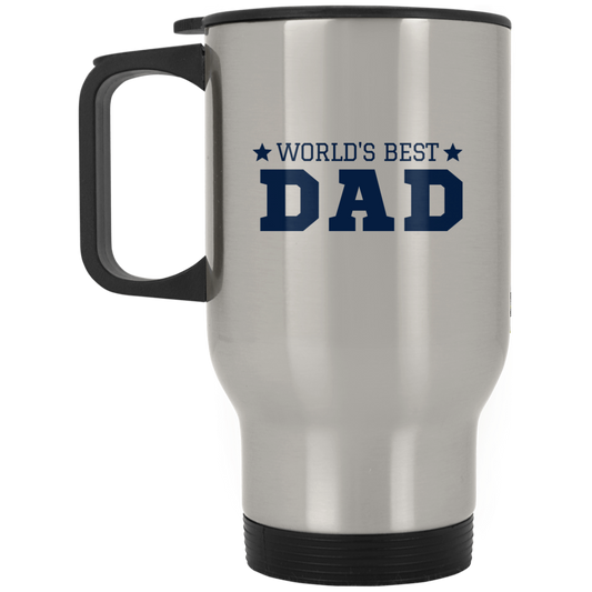 World's Best Dad -- Silver Stainless Travel Mug