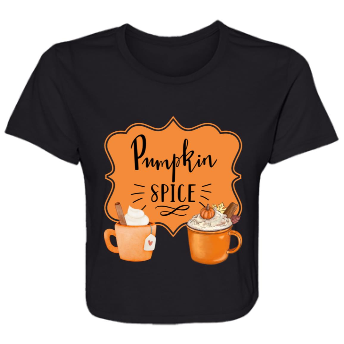 Pumpkin Spice Latte Orange Black -- Ladies' Flowy Cropped Tee