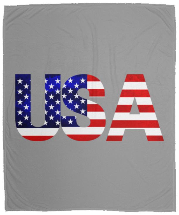 USA American Flag T-shirt VPM Cozy Plush Fleece Blanket - 50x60