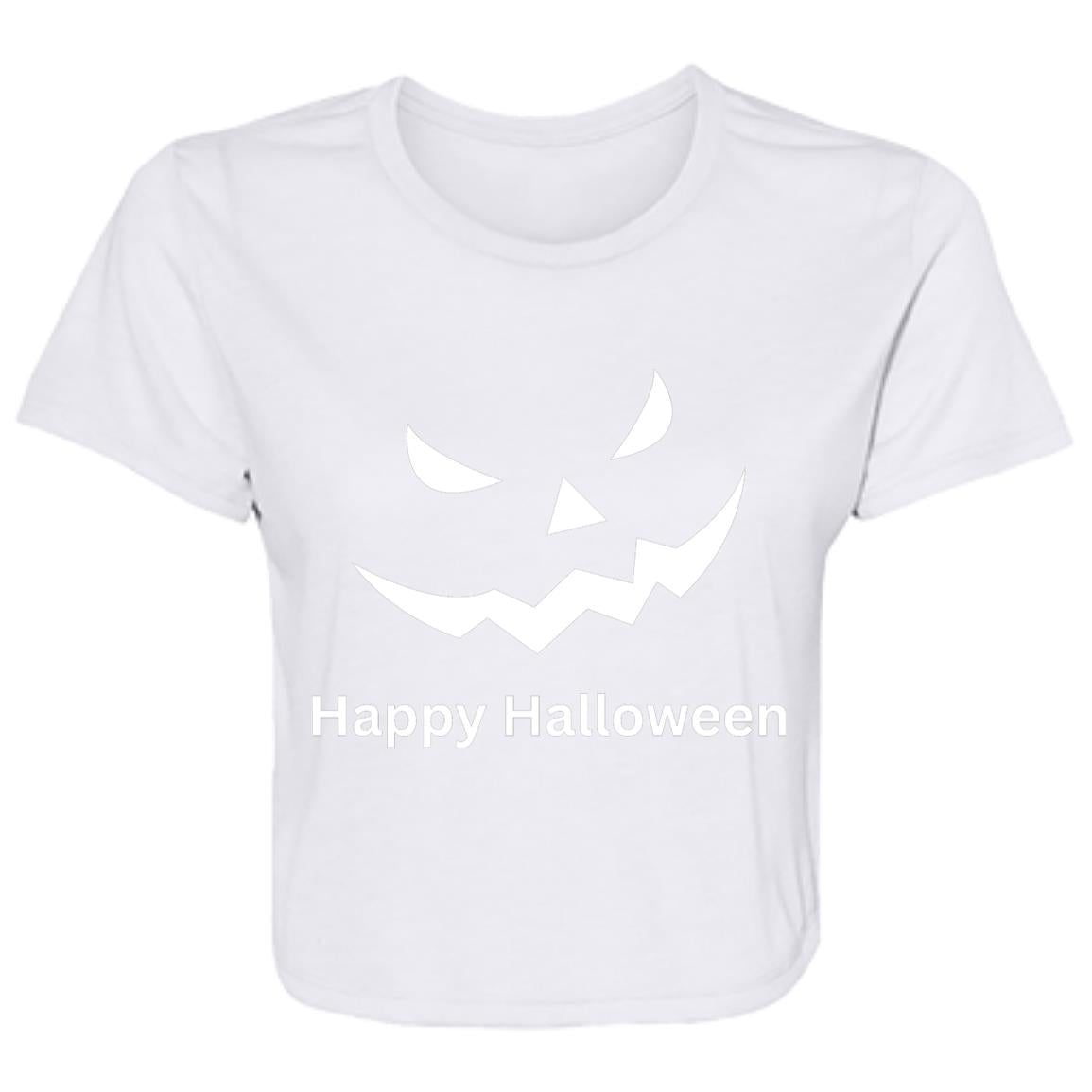 Scary Black Jack o' Lantern -- Ladies' Flowy Cropped Tee