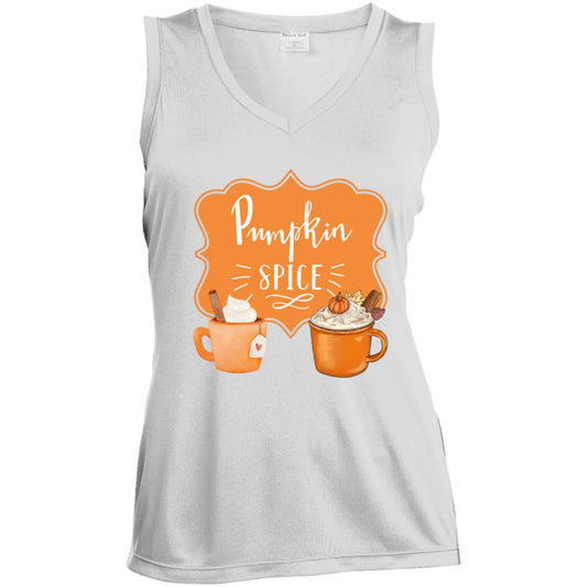 Pumpkin Spice Latte Orange -- CLOSEOUT -- Ladies' Sleeveless V-Neck Performance Tee