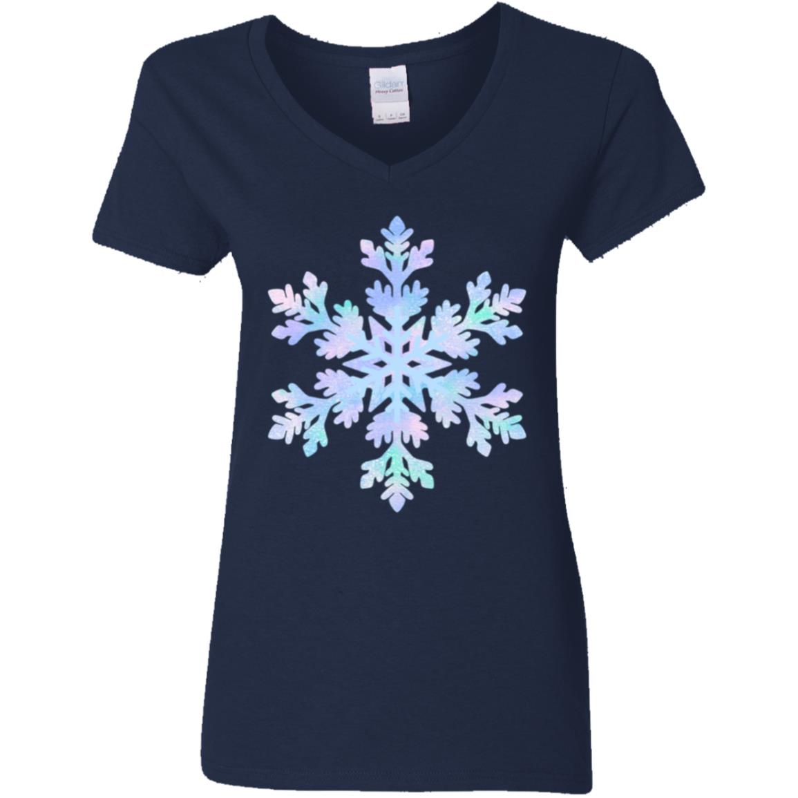 Snowflake blue and purple -- Ladies' 5.3 oz. V-Neck T-Shirt