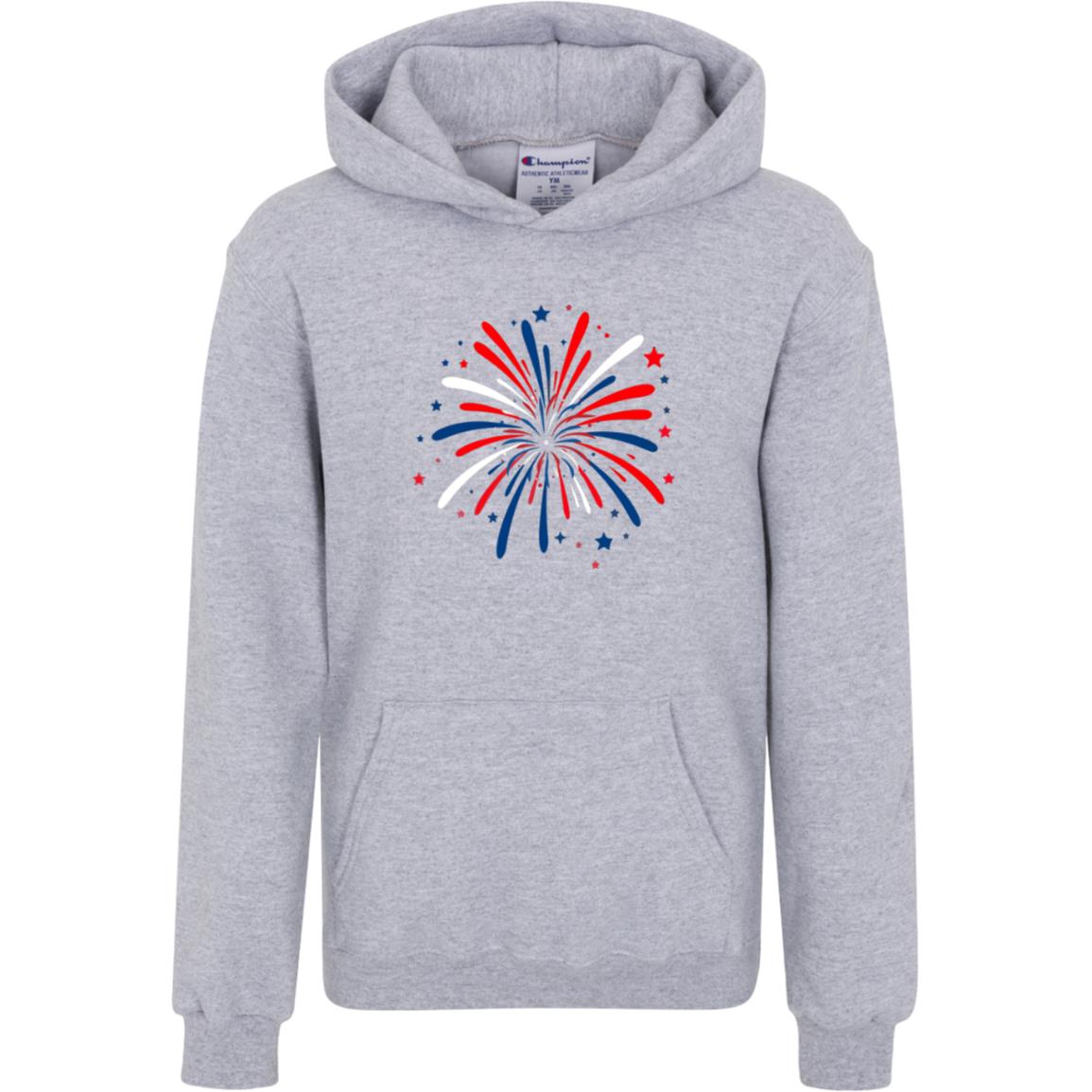 4th of July Firework -- Champion Kids Powerblend Hoodie