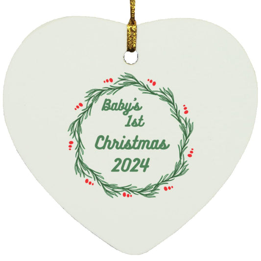 Baby’s 1st Christmas wreath 2024 -- Heart Ornament