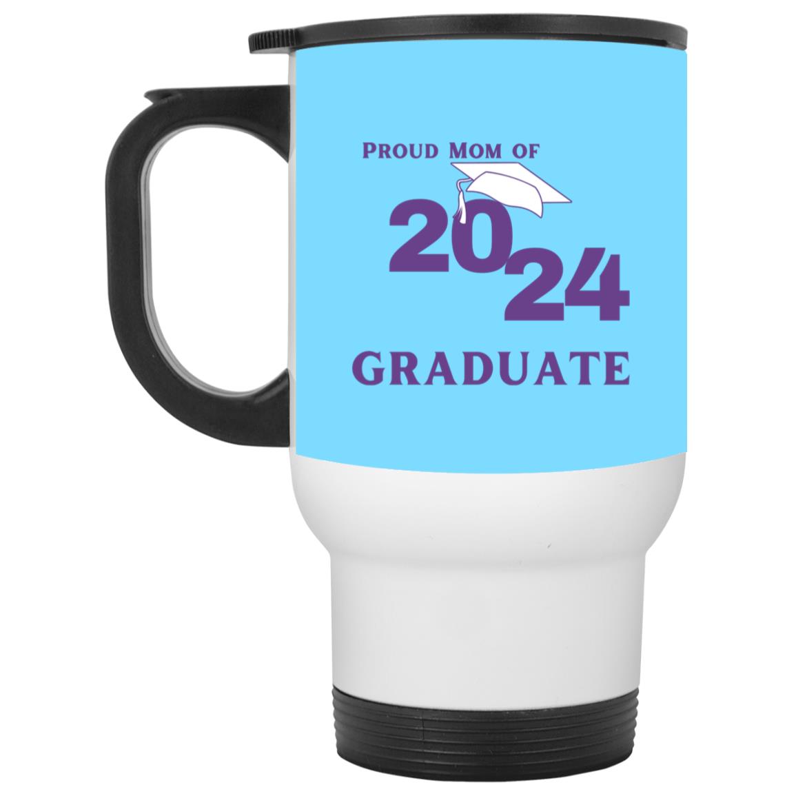 Proud Mom graduate 2024 purple CLOSEOUT - XP8400W White Travel Mug