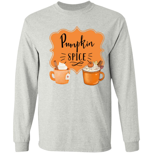 Pumpkin Spice Latte Orange Black -- Long Sleeve T-Shirt 5.3 oz.