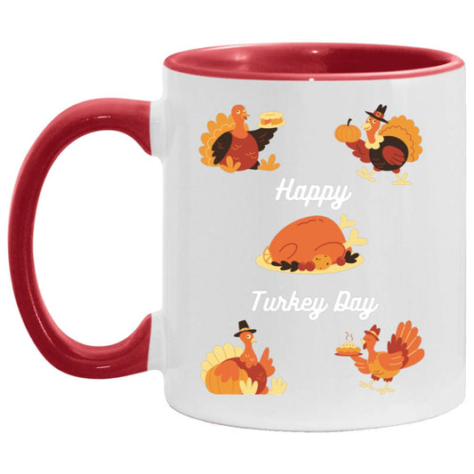 Happy Turkey Day white letters AM11OZ 11oz Accent Mug