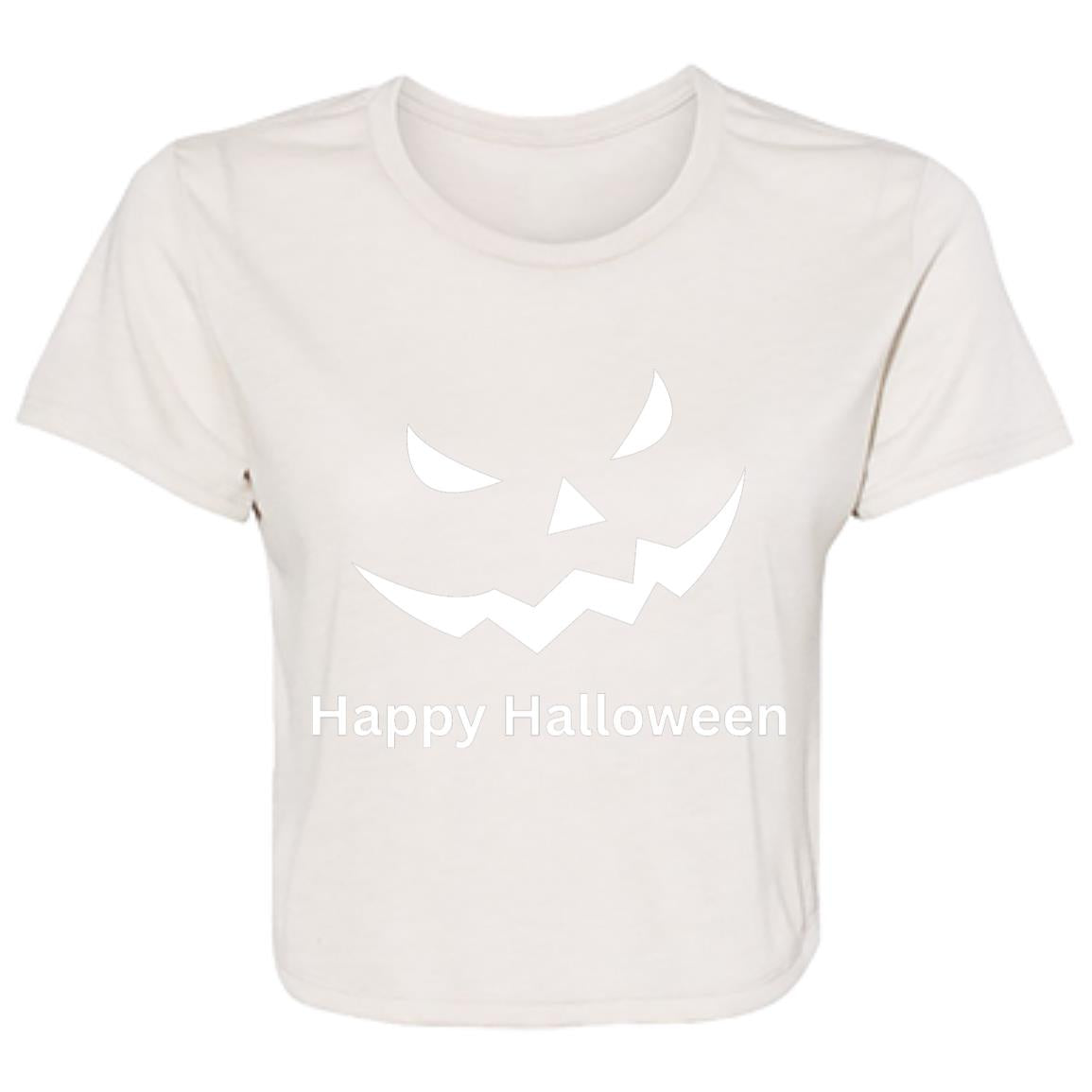 Scary Black Jack o' Lantern -- Ladies' Flowy Cropped Tee