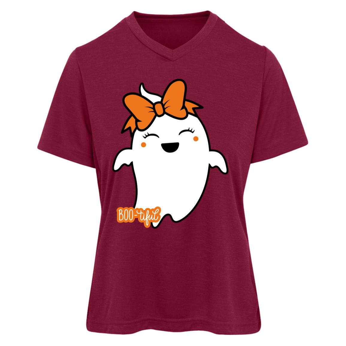 Boo-tiful Ghost with Bow TT11HW Team 365 Womens Sonic Heather Tee