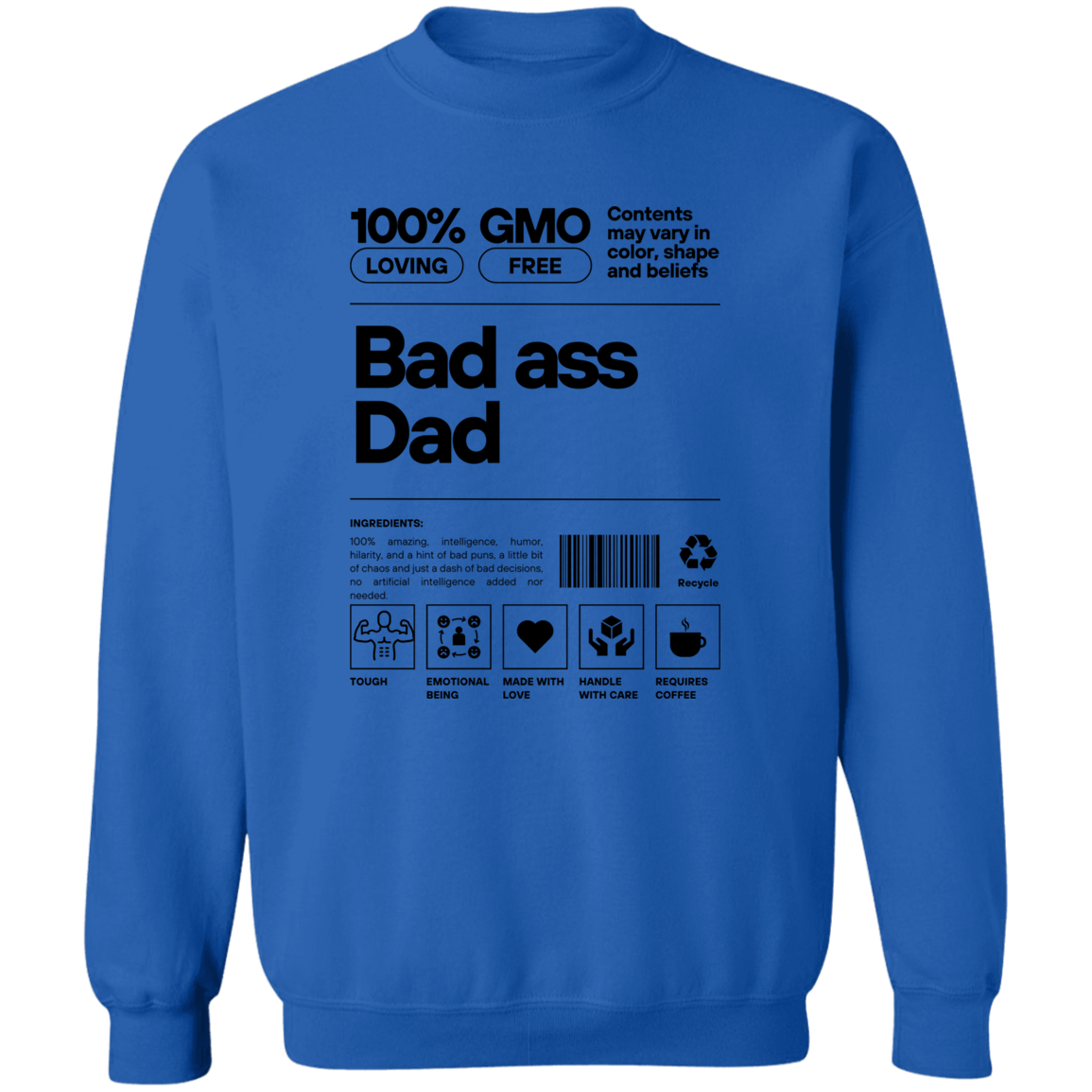 Bad Ass Dad -- Pullover Crewneck Sweatshirt 8 oz (Closeout)