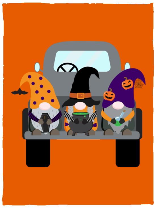 Halloween Gnomes in a Truck VPS Cozy Plush Fleece Blanket - 30x40