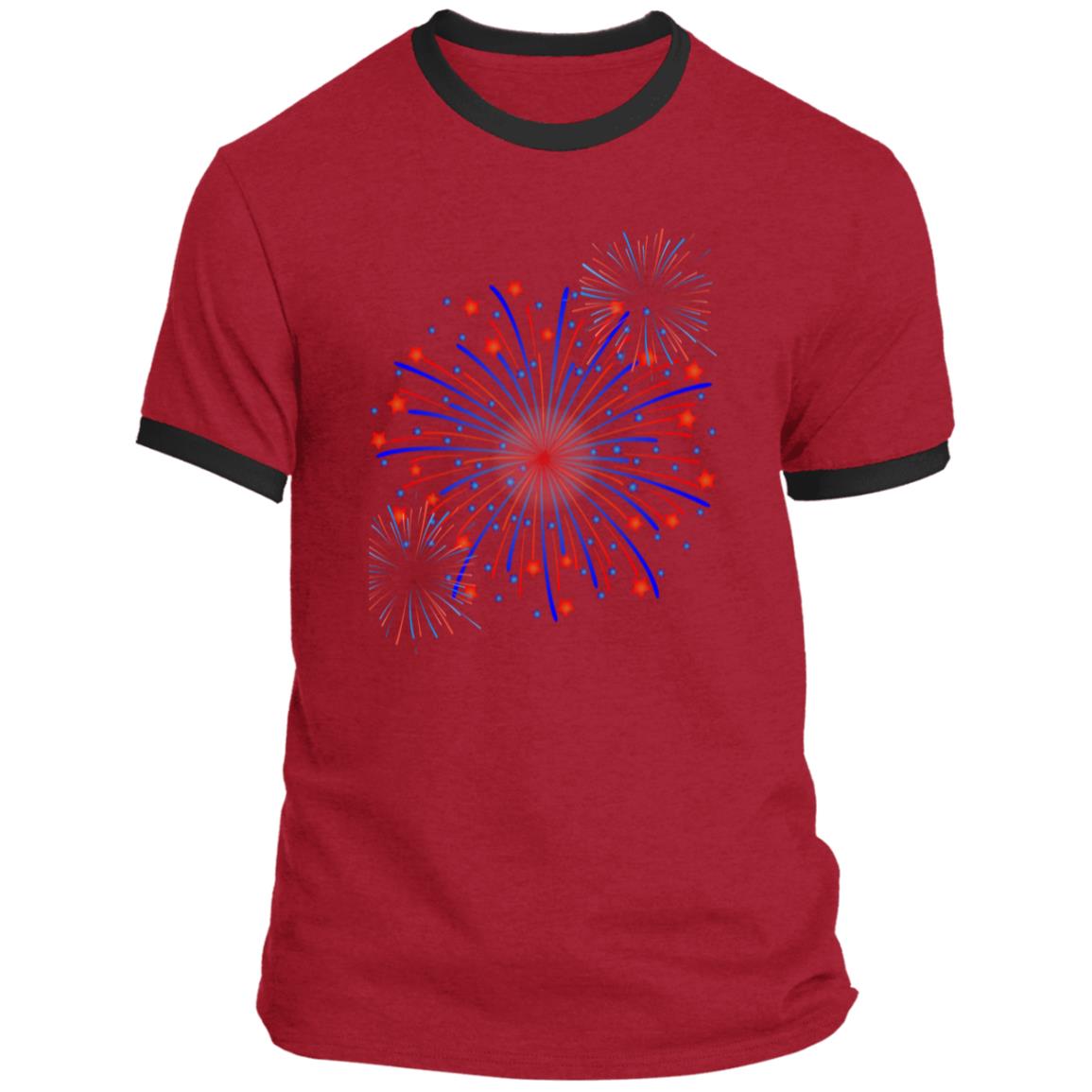 4th of July Fireworks (1) CLOSEOUT - -Ringer Tee