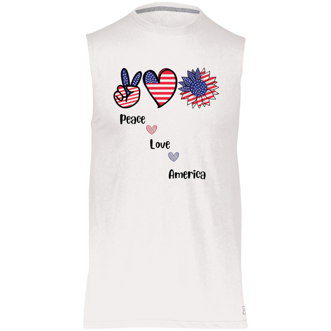 Essential Dri-Power Sleeveless Muscle Tee -- Peace Love America