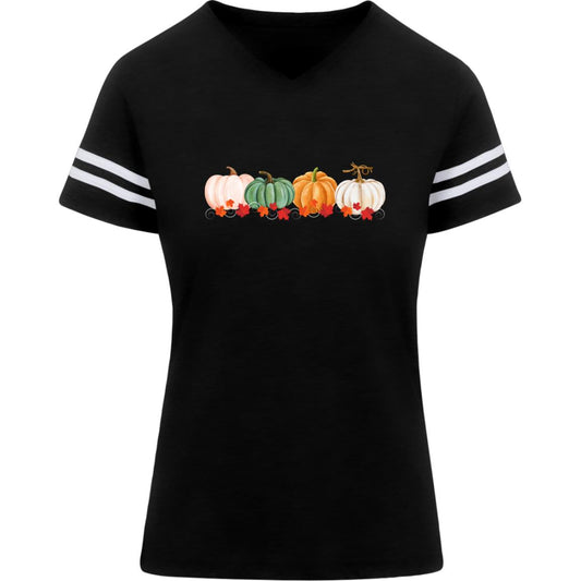 Pumpkins in a Row -- Women's Football Tee