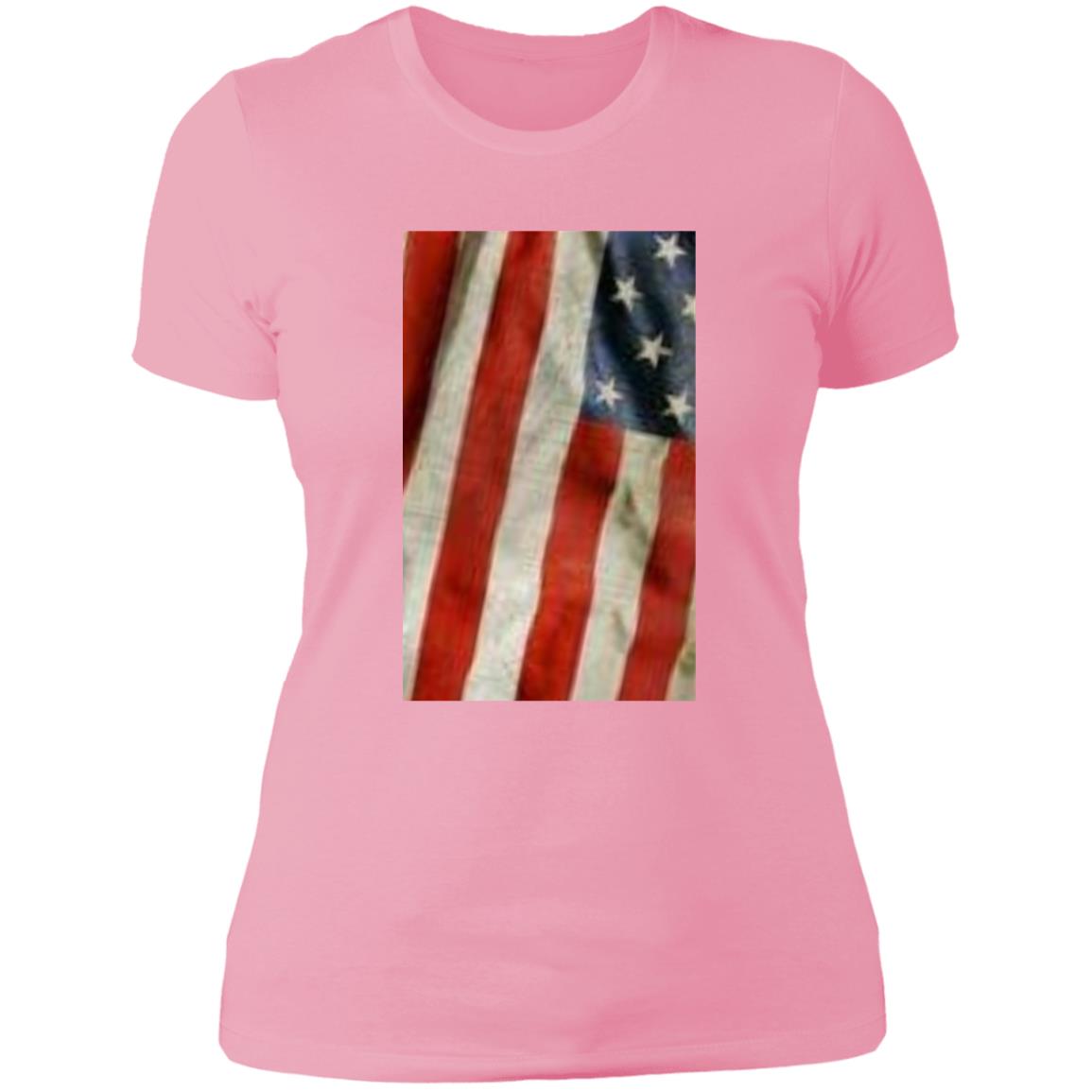 American Flag -- Distressed & Waving -- Ladies' Boyfriend T-Shirt