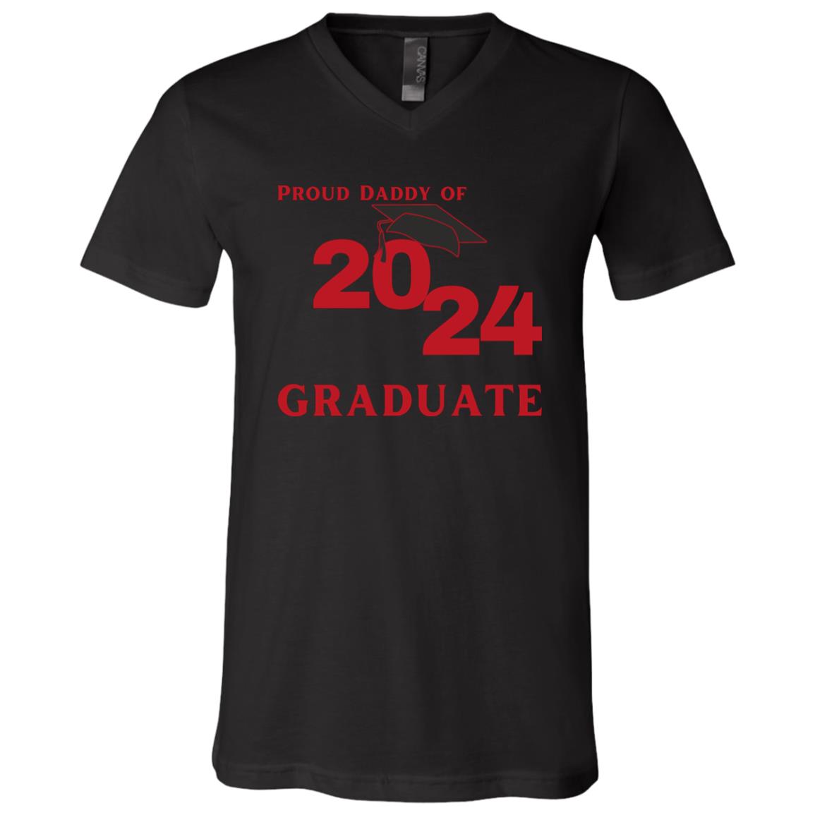 Proud Daddy -- 2024 Graduate -- Unisex Jersey V-Neck T-Shirt