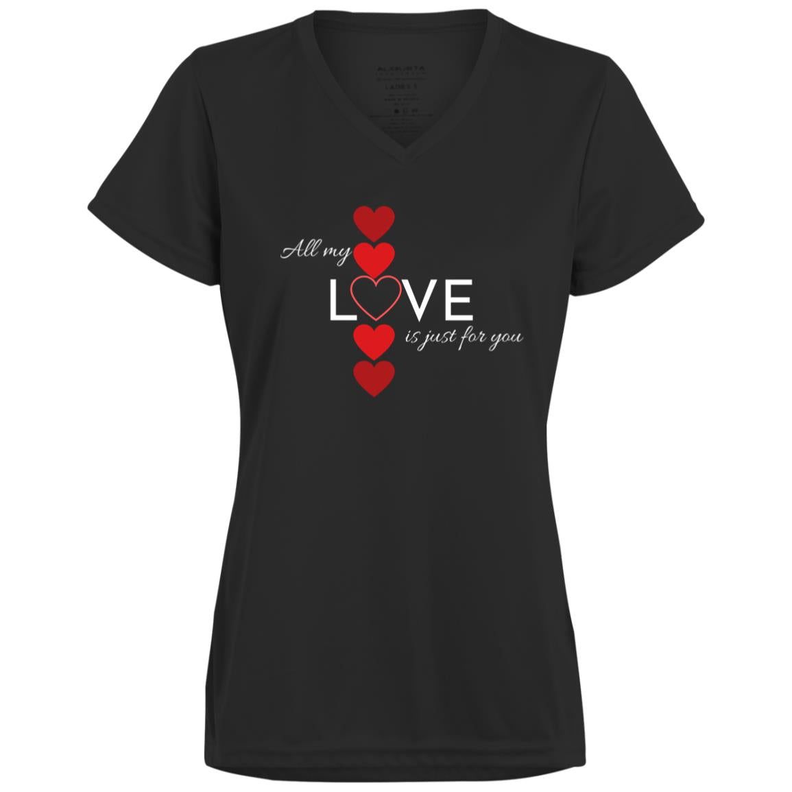 Ladies’ Moisture-Wicking V-Neck Tee -- All my Love