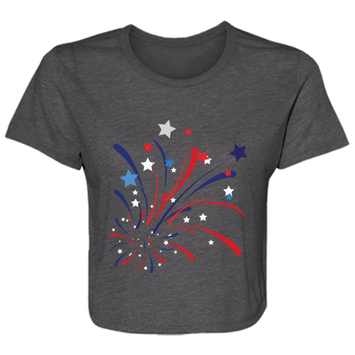 4th of July Firework -- Ladies' Flowy Cropped Tee