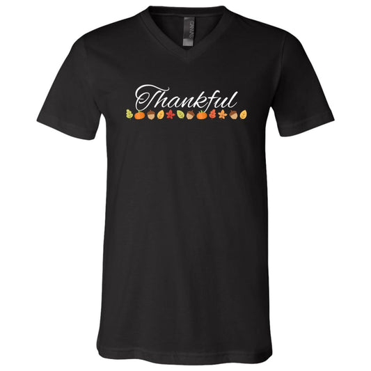 Thankful White -- Unisex Jersey SS V-Neck T-Shirt