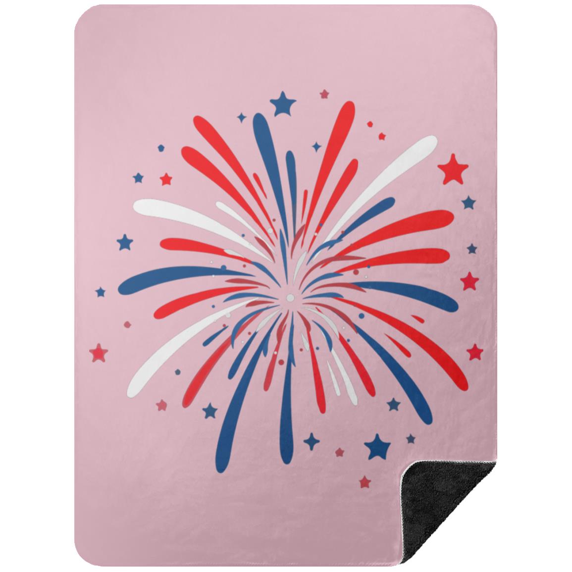 4th of July Firework BSHL Premium Black Sherpa Blanket 60x80