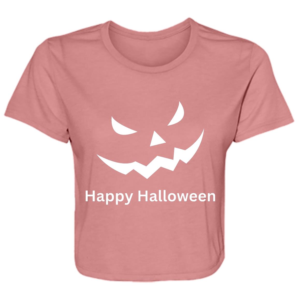 Scary Black Jack o' Lantern -- Ladies' Flowy Cropped Tee