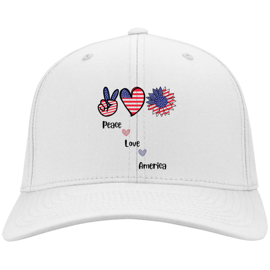 Embroidered Twill Cap -- Peace Love America