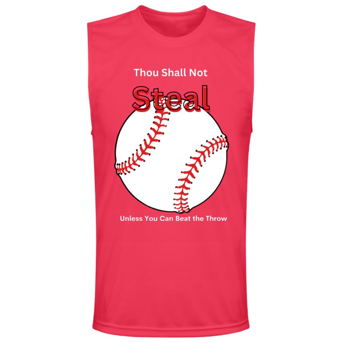 Thou Shall Not Steal White --  Mens Zone Muscle Tee