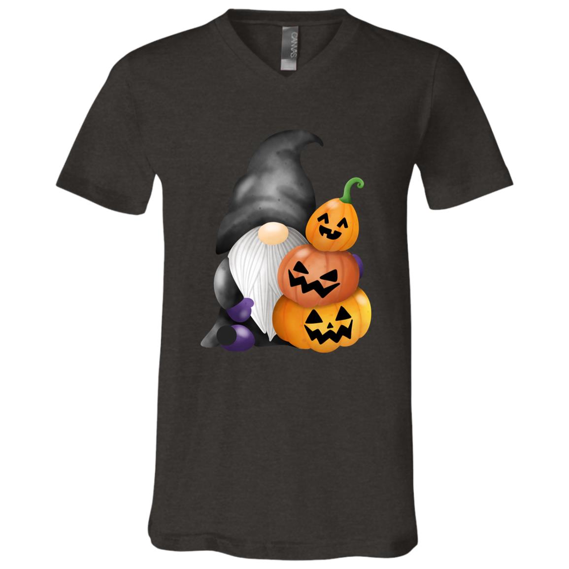 Gnome wJack o' Lanterns 3005 Unisex Jersey SS V-Neck T-Shirt