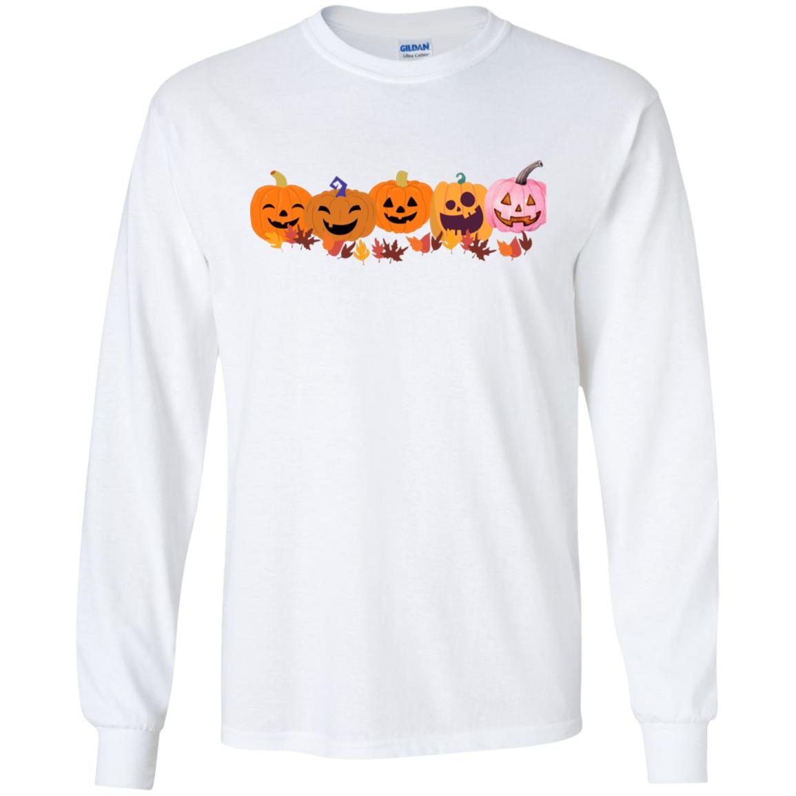 Jack 0 Lanterns in a Row -- Youth LS T-Shirt