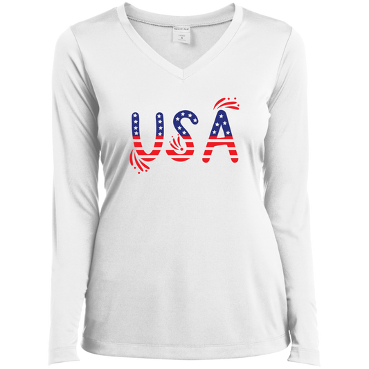 Flag USA LST353LS Ladies’ Long Sleeve Performance V-Neck Tee