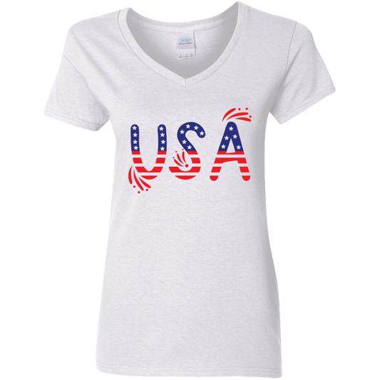 Flag USA G500VL Ladies' 5.3 oz. V-Neck T-Shirt