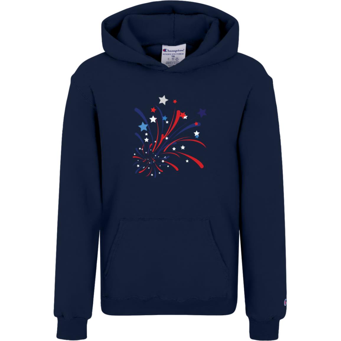 4th of July Firework -- Champion Kids Powerblend Hoodie