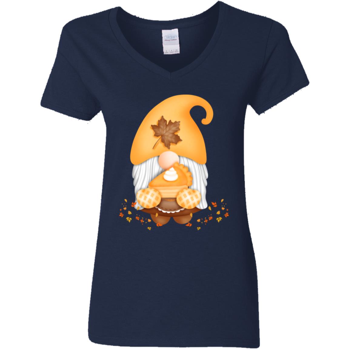 Gnome Pumpkin Pie G500VL Ladies' 5.3 oz. V-Neck T-Shirt