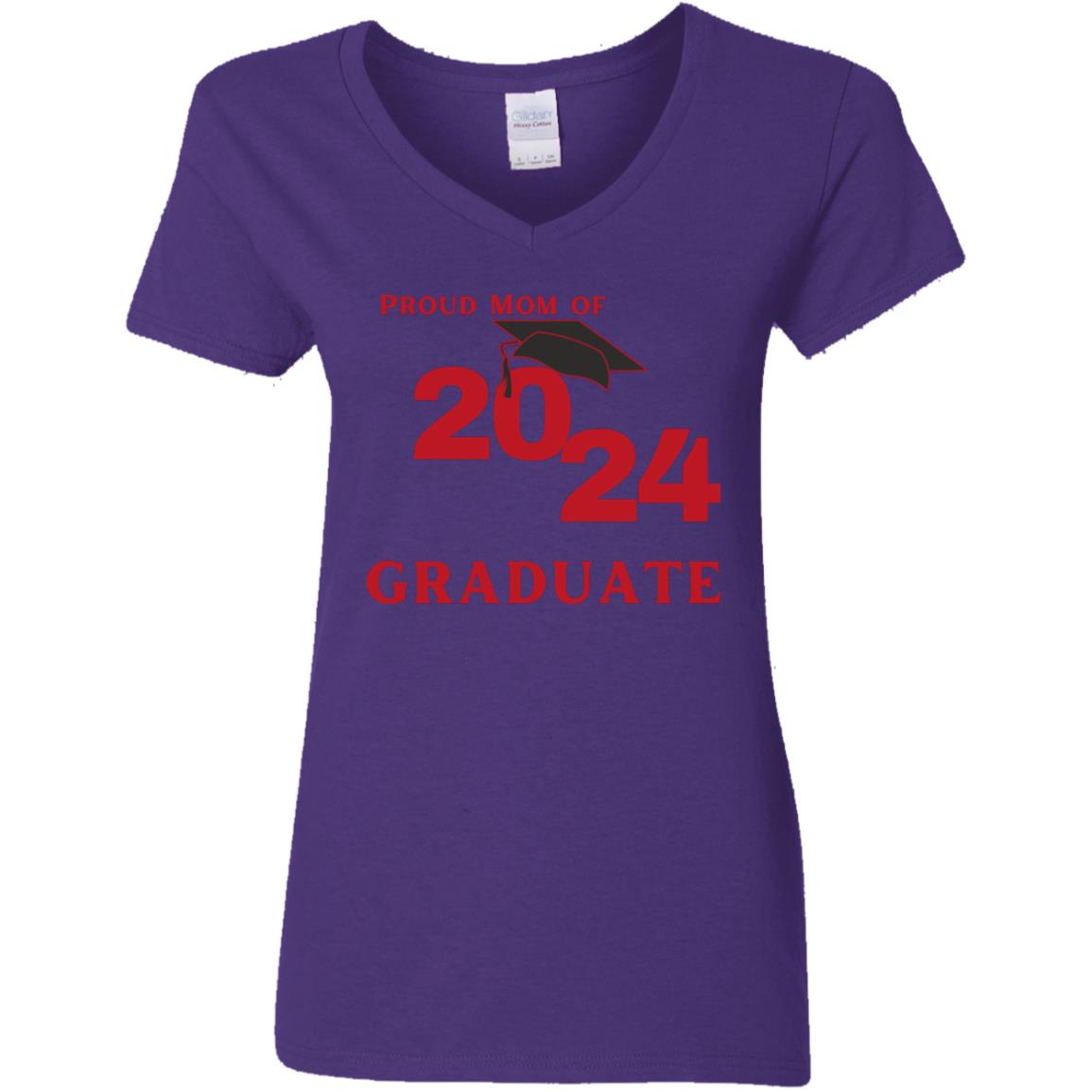 Proud Mom -- Graduate 2024 -- Ladies' V-Neck T-Shirt