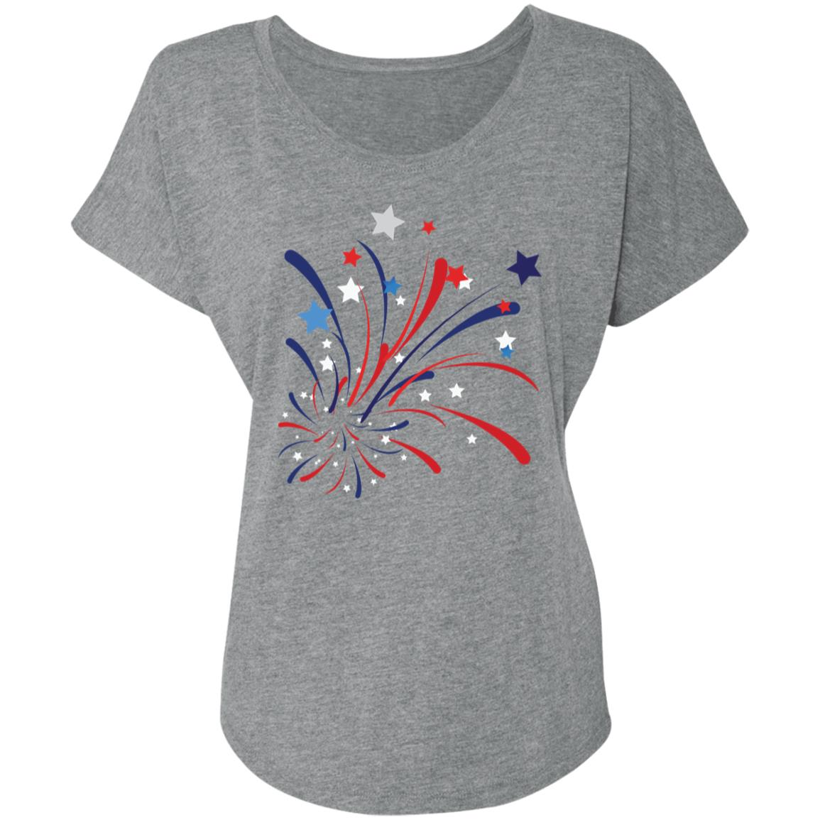 4th of July Firework 2 NL6760 Ladies' Triblend Dolman Sleeve