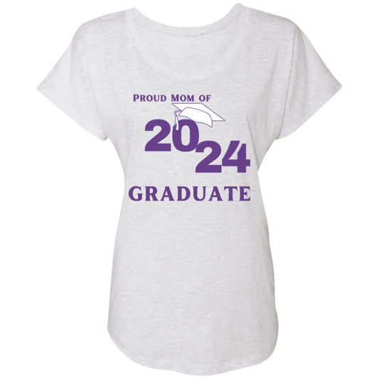 Proud Mom graduate 2024 purple NL6760 Ladies' Triblend Dolman Sleeve