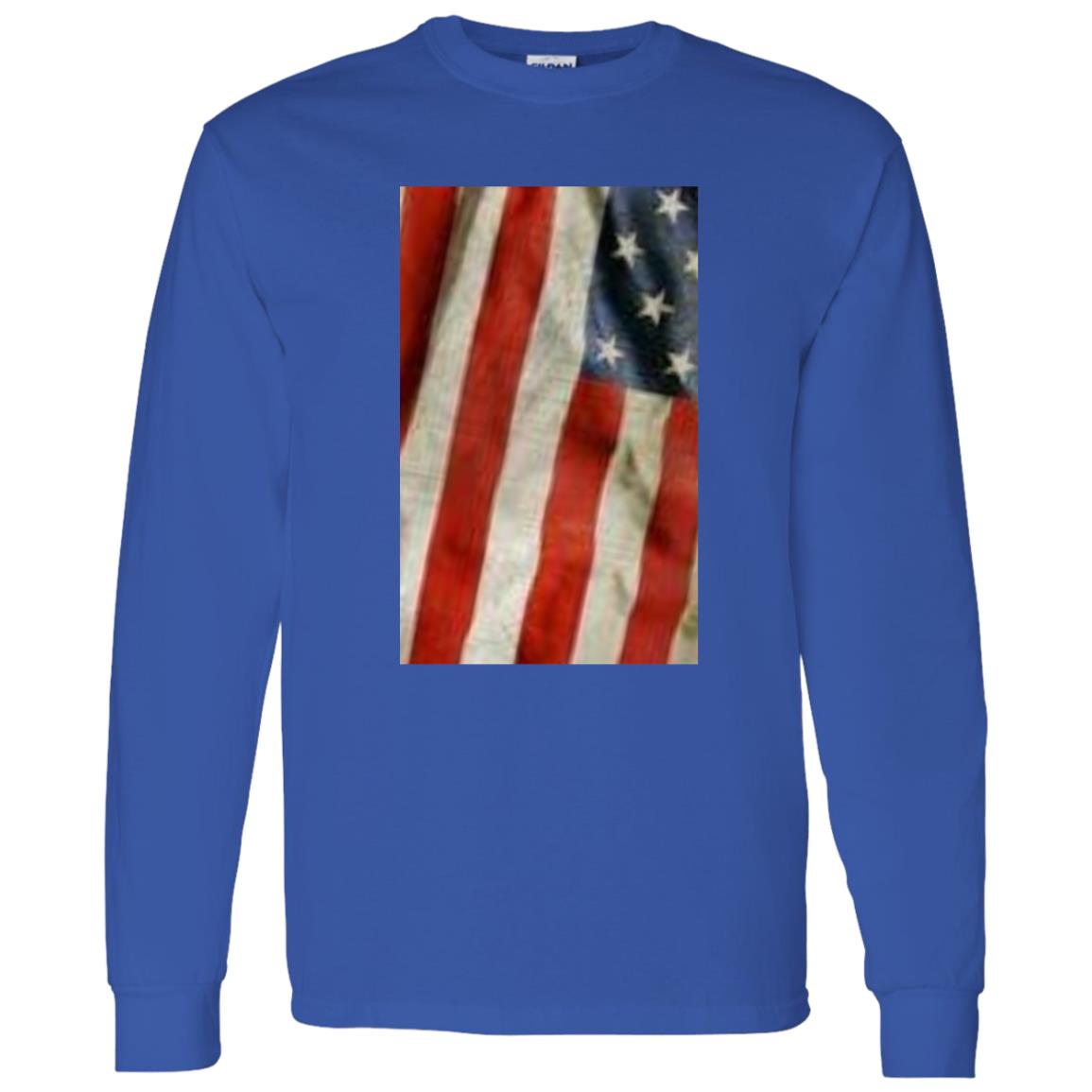 American Flag -- Distressed & Waving -- LS T-Shirt