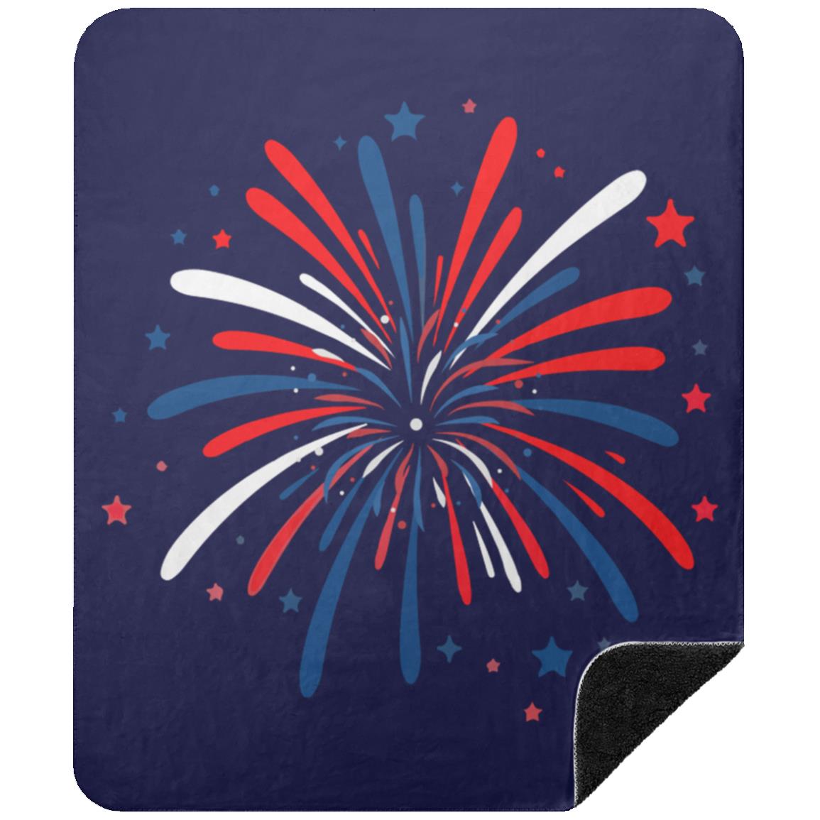 4th of July Firework BSHM Premium Black Sherpa Blanket 50x60