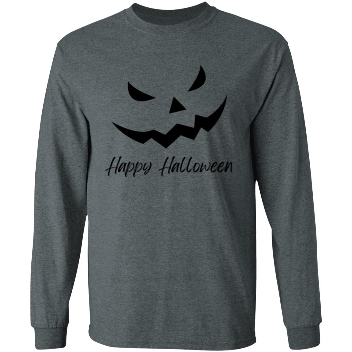 Scary Jack O Lantern Face --  LS T-Shirt 5.3 oz.