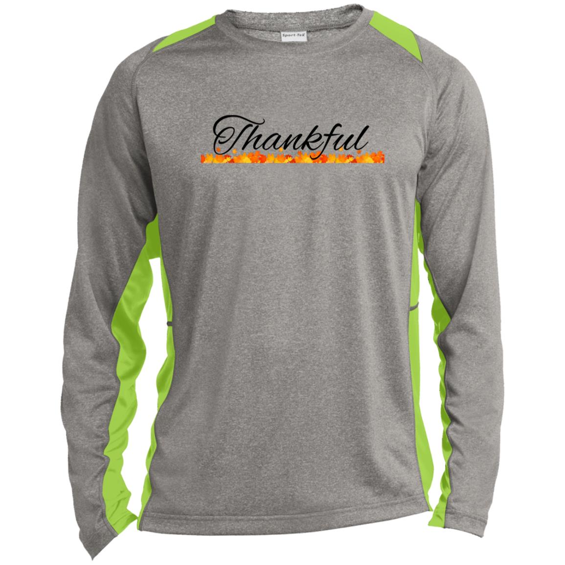 Thankful -- Long Sleeve Heather Colorblo Teeck Performance