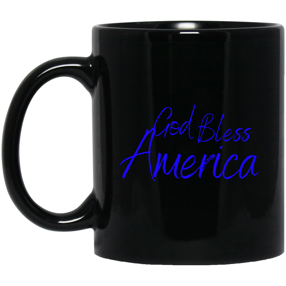 God bless America blue BM11OZ 11 oz. Black Mug