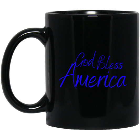 God bless America blue BM11OZ 11 oz. Black Mug