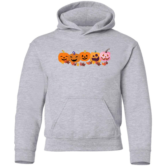 Jack 0 Lanterns in a Row -- Youth Pullover Hoodie