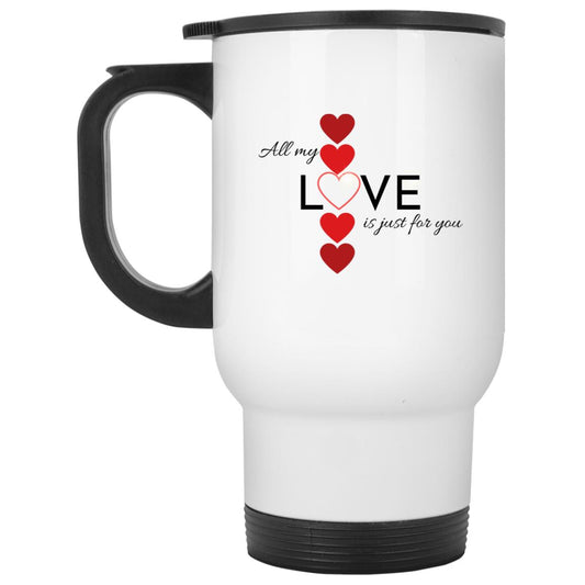 Elegant red hearts no background black t-shirt CLOSEOUT - XP8400W White Travel Mug