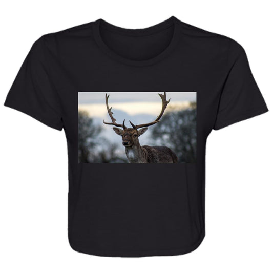 Deer -- Ladies' Flowy Cropped Tee