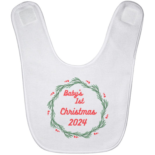 Baby's 1st Christmas wreath 2024 -- Baby Bib